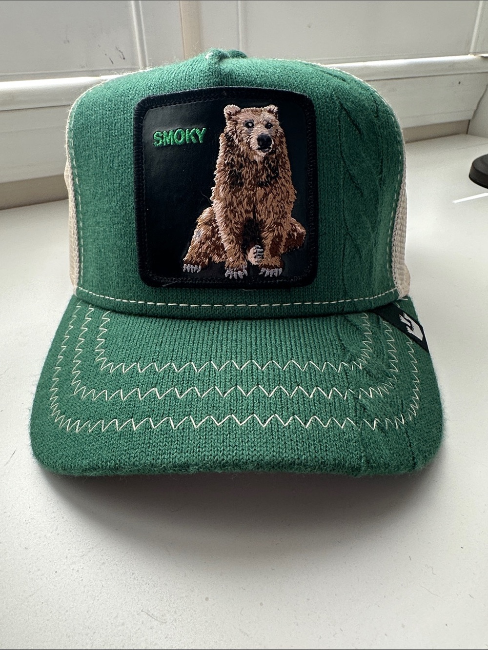Goorin Bros Green Smoky Bear Trucker Hat. The Farm Limited Circulation.